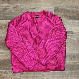 Fuschia metallic sweater-so unique! Sold out in line and in stores!
